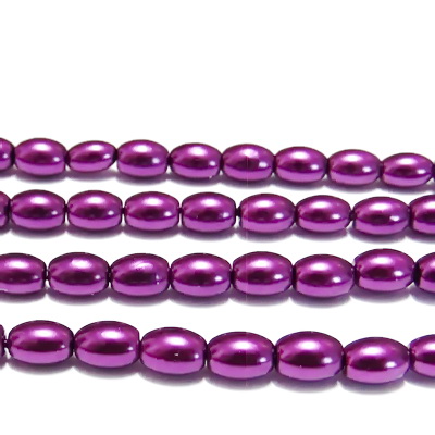 Perle sticla, ovale, violet, 8x6mm