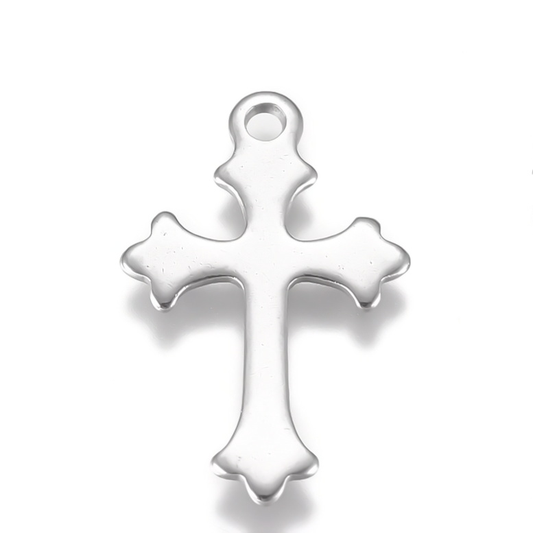 Pandantiv otel inoxidabil 304, cruciulita 18x11x0.8mm 1 buc