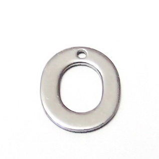 Pandantiv otel inoxidabil 304, litera O, 11x5.5x0.5mm