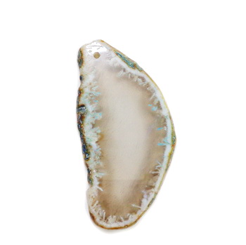 Pandantiv agata, nugget, gri cu galben , 63x38x5mm 1 buc