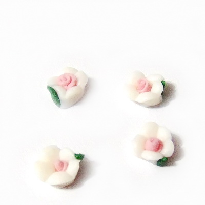 Cabochon portelan alb, floare 5~5.5x5~5.5x3~3.5mm
