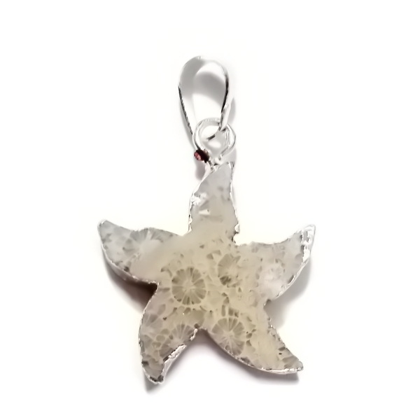 Pandantiv agata gri, stea de mare cu argintiu in exterior, 35x27x6mm