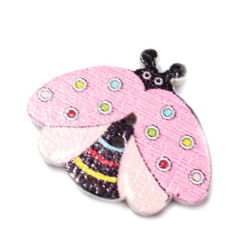 Nasturi lemn cu desen gargarita roz, 22x18x3mm