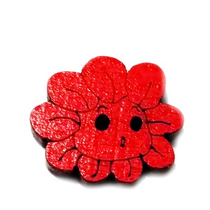 Nasturi lemn cu desen floare rosie, 20x18x3mm