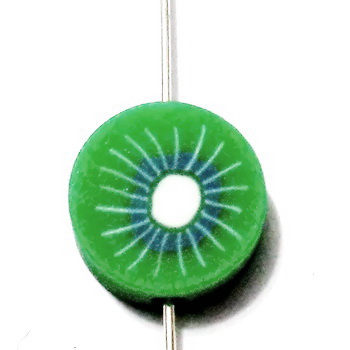 Margele polymer, kiwi, 10x4mm