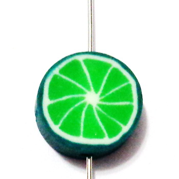 Margele polymer, lime, 10x4mm