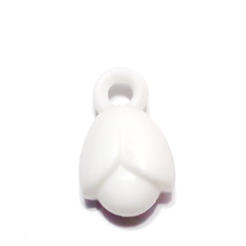 Pandantiv plastic alb, floare 19x11.5x9.5mm 1 buc