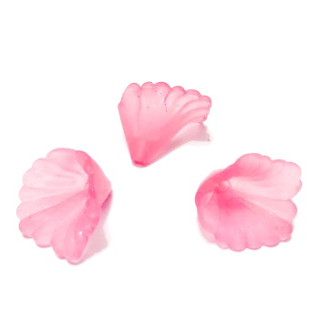 Flori acrilice, frosted, roz, 12x10mm