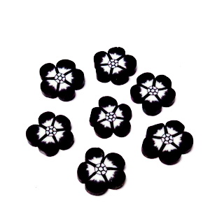 Cabochon polymer, floare neagra 9~10x1~2mm