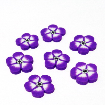 Cabochon polymer, floare violet inchis 9~10x1~2mm