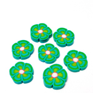 Cabochon polymer, floare verde 9~10x1~2mm