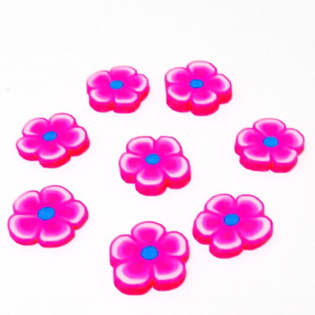 Cabochon polymer, floare fucsia cu albastru, 9~10x1~2mm