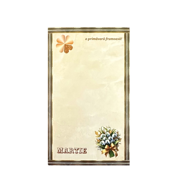 Carton martisor crem cu ghiocei, 9.2x5.5cm 10 buc
