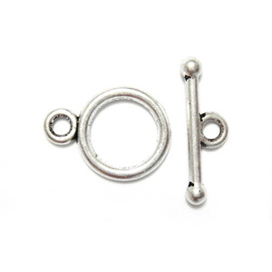 Inchizatoare argintiu antichizat, rotunda,  14x10x1.3mm 1 set