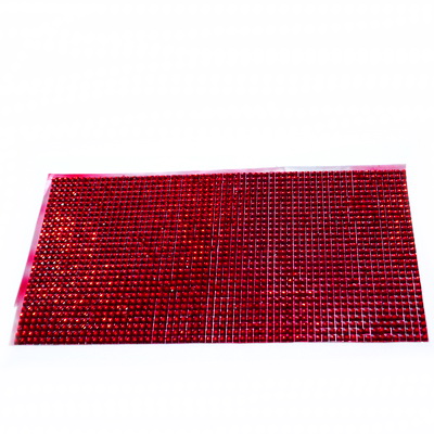 Strasuri plastic rosii de 4mm pe folie cu adeziv, aprox. 26x12cm 1 buc