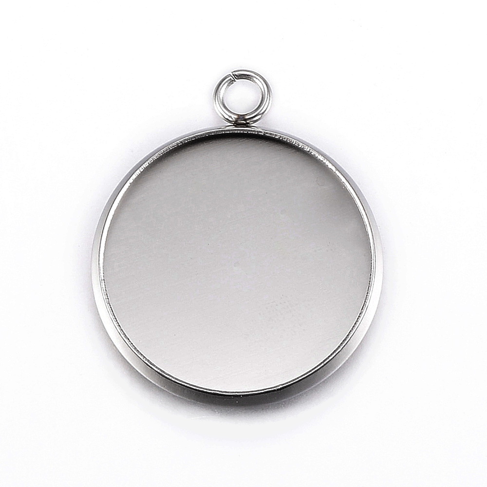 Baza cabochon, otel inoxidabil 304, pandantiv, 24x20mm, interior 18mm