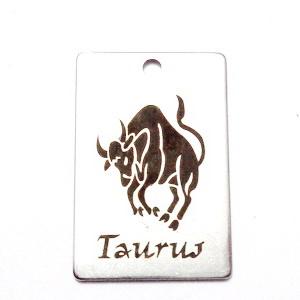 Pandantiv otel inoxidabil zodiac, TAUR, 30x20mm  