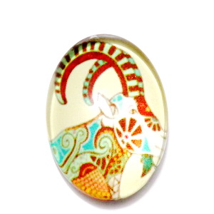 Cabochon sticla zodiac, CAPRICORN, 25x18mm  