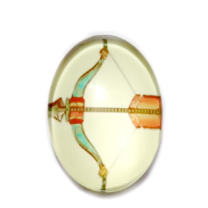 Cabochon sticla zodiac, SAGETATOR, 25x18mm  
