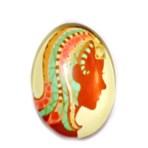 Cabochon sticla zodiac, FECIOARA, 25x18mm  