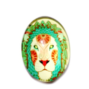 Cabochon sticla zodiac, LEU, 25x18mm  1 buc