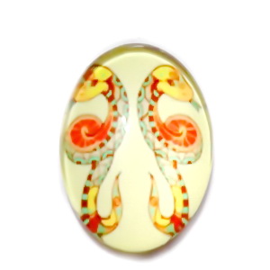 Cabochon sticla zodiac, GEMENI, 25x18mm  