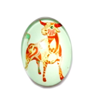 Cabochon sticla zodiac, TAUR, 25x18mm  