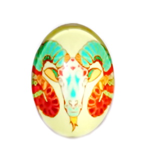 Cabochon sticla zodiac, BERBEC, 25x18mm   