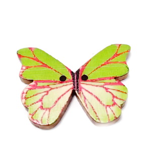 Nasturi lemn natur, fluturas multicolor, 20x28x2mm, model 13