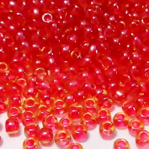 Margele TOHO, rotunde  11/0 : Inside-Color Lt Topaz/Pomegranate-Lined
