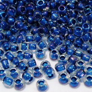 Margele TOHO, rotunde  11/0 : Inside-Color Luster Crystal/Capri Blue-Lined 20 g