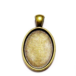 Pandantiv, cabochon, bronz, 36x21mm, interior: 25x18mm