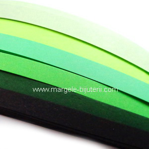 Hartie Quilling Verde, nuante diferite, 53x0.5cm, 120 fasii/set 1 buc