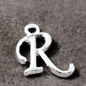 Pandantiv alfabet, argintiu, 14x10mm, litera R 1 buc