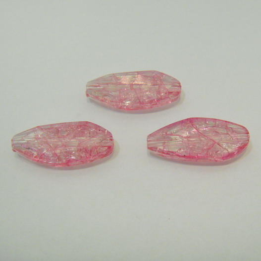 Margele plastic ovale crackle roz 30x15mm
