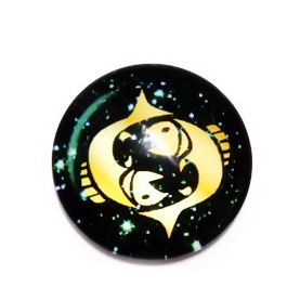 Cabochon sticla zodiac, PESTI, 14x4mm 