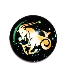 Cabochon sticla zodiac, CAPRICORN, 14x4mm 