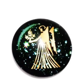 Cabochon sticla zodiac, FECIOARA, 14x4mm 