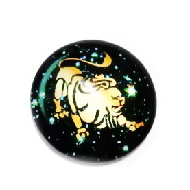 Cabochon sticla zodiac, LEU, 14x4mm 