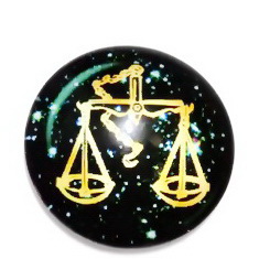 Cabochon sticla zodiac, BALANTA , 25x6mm 