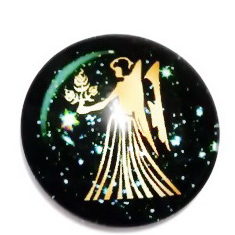 Cabochon sticla zodiac, FECIOARA, 25x6mm  1 buc