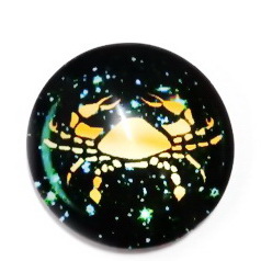 Cabochon sticla zodiac, RAC, 25x6mm 