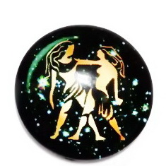 Cabochon sticla zodiac, GEMENI, 25x6mm 