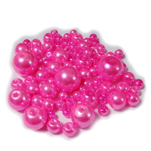 Mix perle sticla roz intens, 4-12 mm 25 g