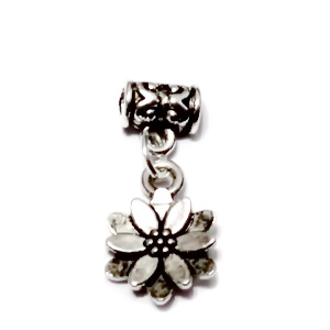 Accesoriu si pandantiv argintiu antichizat  pt. bratari tip Pandora, pandantiv floare 12mm