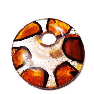 Pandantiv Murano, rotund, maro cu argintiu, 42x8mm