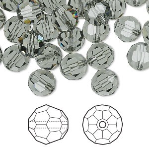 Swarovski Elements, Faceted Round 5000-Black Diamond, 6mm