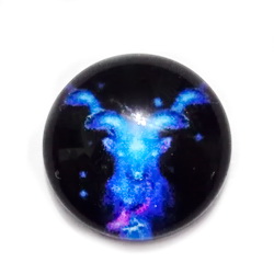 Cabochon sticla zodiac, albastru, CAPRICORN, 12x4mm  1 buc
