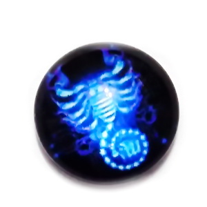 Cabochon sticla zodiac, albastru. SCORPION, 12x4mm 