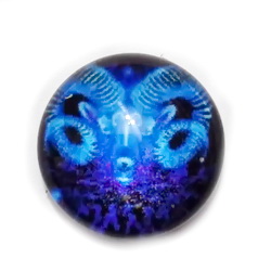 Cabochon sticla zodiac, albastru, BERBEC, 12x4mm  1 buc